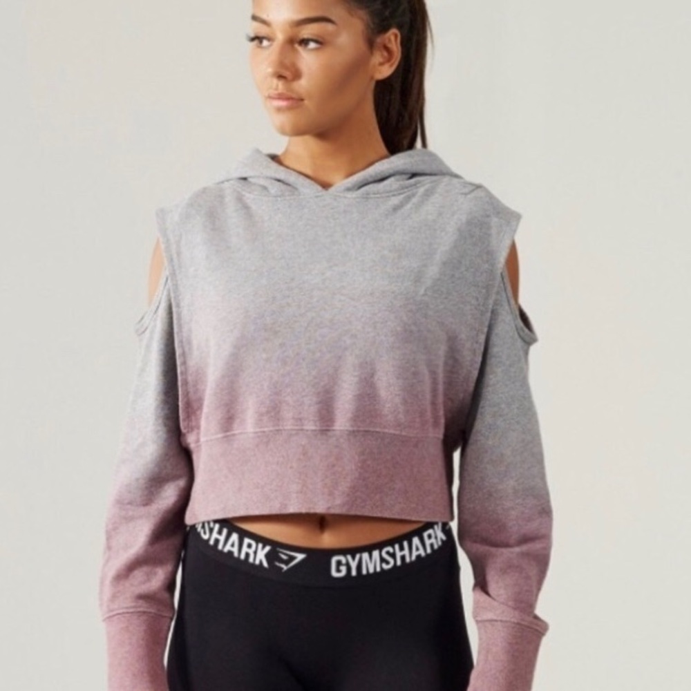 Gymshark Cropped Cold Shoulder Ombré Hoodie